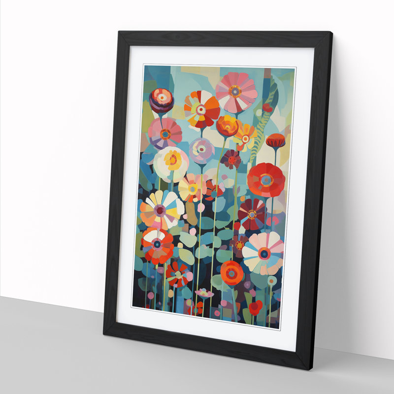 FRM-V0523-954X Flowers Orphism Style Vol.7 - Print, Black, 34cm H x 25cm W x 2cm D