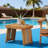 Teak Foldable Outdoor Side Table - Acacia Wood Slat Design Patio Side Table, 21.5"x13.75"x16", No Assembly Required-1340902979