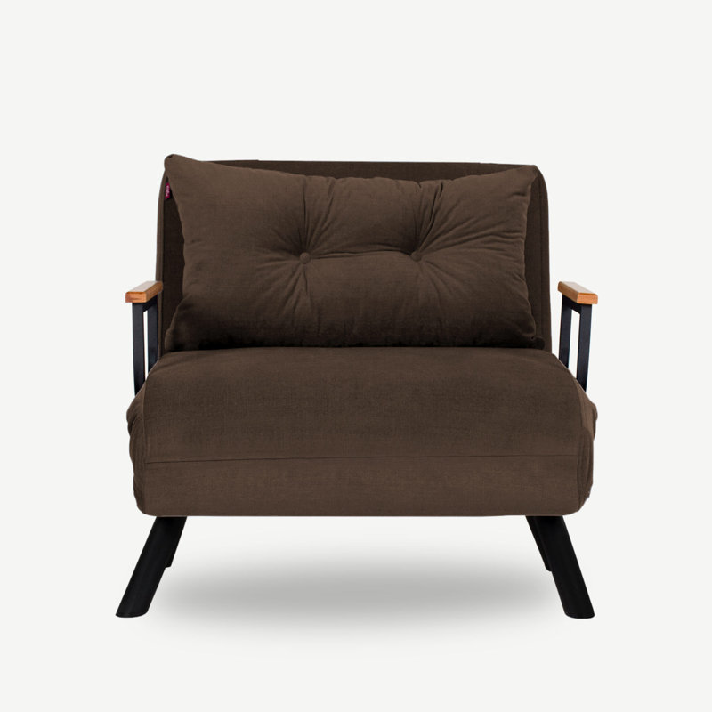 Fauteuil convertible Aakira, Polyester brun