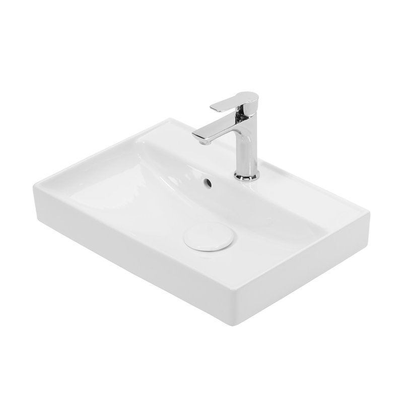Lavabo de salle de bain mural ou encastré Nice 55 blanc brillant