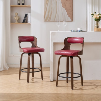 Swivel Upholstered Faux Leather Counter Stool