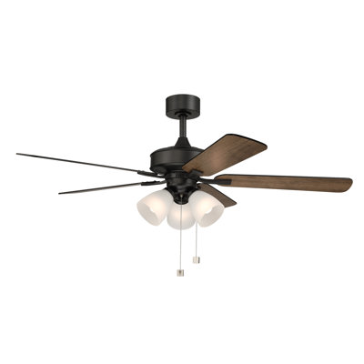 Stellant II 52 in. Indoor/Covered Outdoor Matte Black Traditional Ceiling Fan with Three 3000K LED Bulbs Included