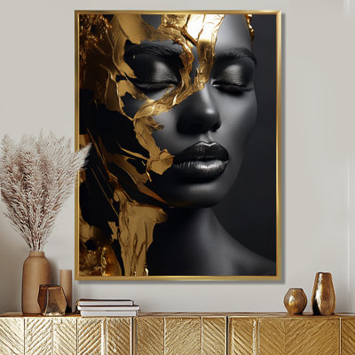 Black And Gold Gilded Woman Photo III - Fashion Canvas Art