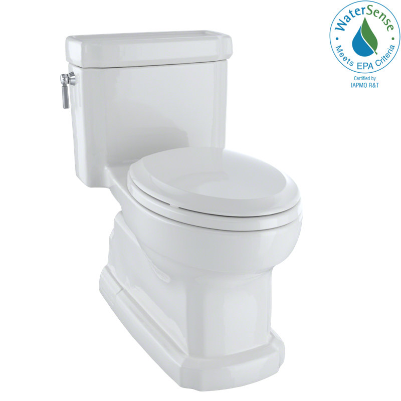 Guinevere 1.28 GPF Elongated One-Piece Toilet with SanaGloss Glazing, Colonial White