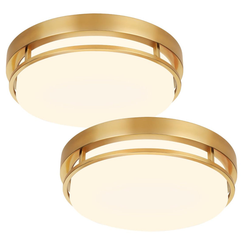 Gold Metal LED Flush Mount Ceiling Light Fixture Set