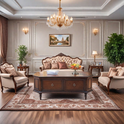 Solid Maple Coffee Table with High Wooden Legs