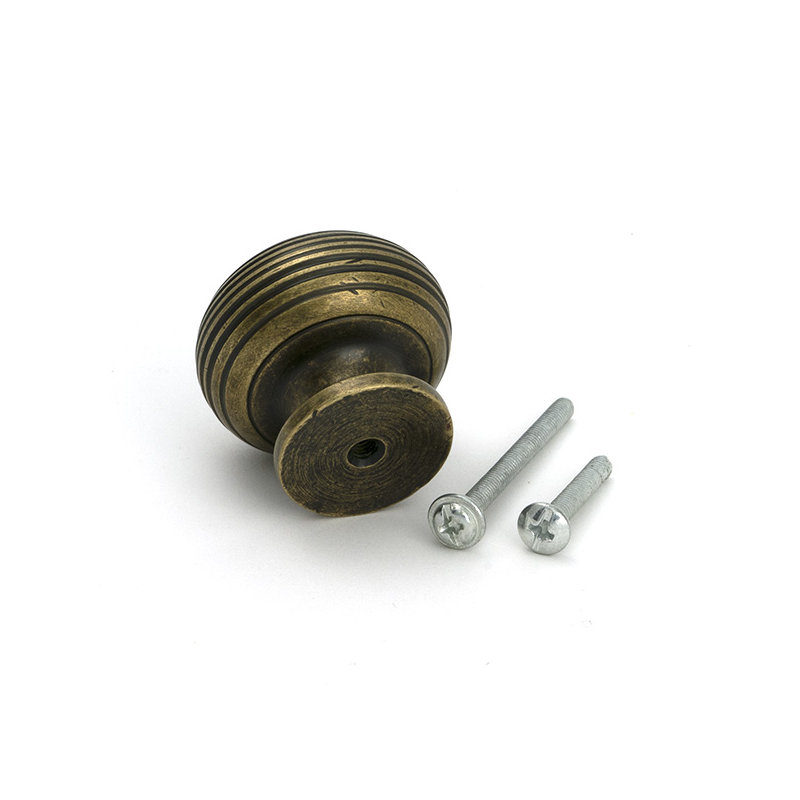 Beehive Cabinet Knob, 1.57" Knob Diameter, Burnished Brass