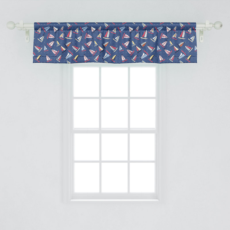 Ambesonne Sailing Valance Pack of 2 Colourful Sailboat Polka Dot 54"X12" Dark Lavender Multicolor