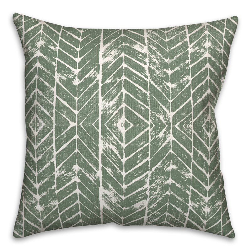 Abstract Outdoor Throw Pillow, 18" x 18", Green