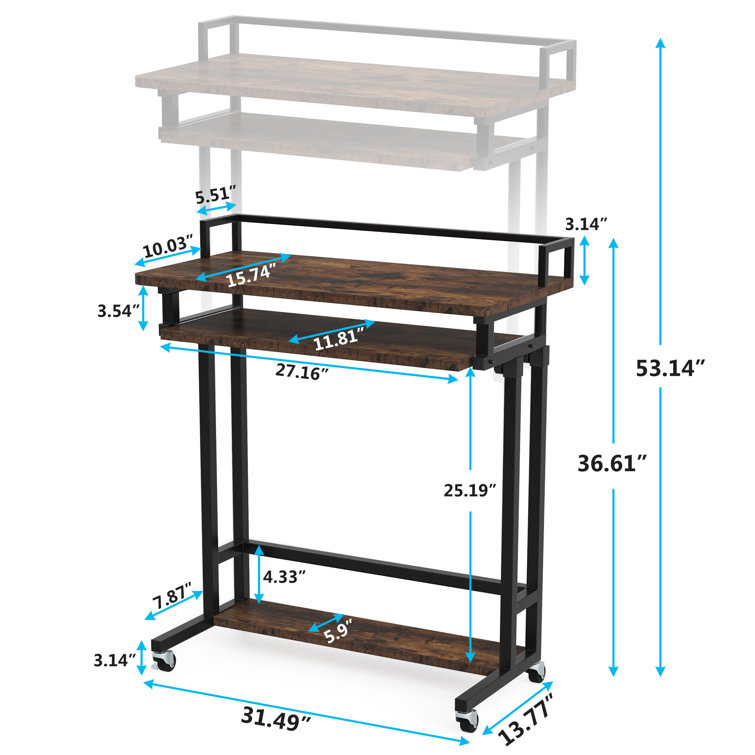 Stesha Height Adjustable Standing Desk 17 Stories Color: Rustic Brown