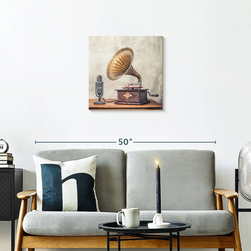 Abarca micro et Gramophone, H 20 po x l 20 po
