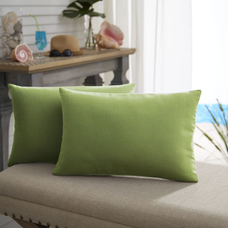 Outdoor Sunbrella Lumbar Pillow, Cilantro Green KE, 14"H x 24"W
