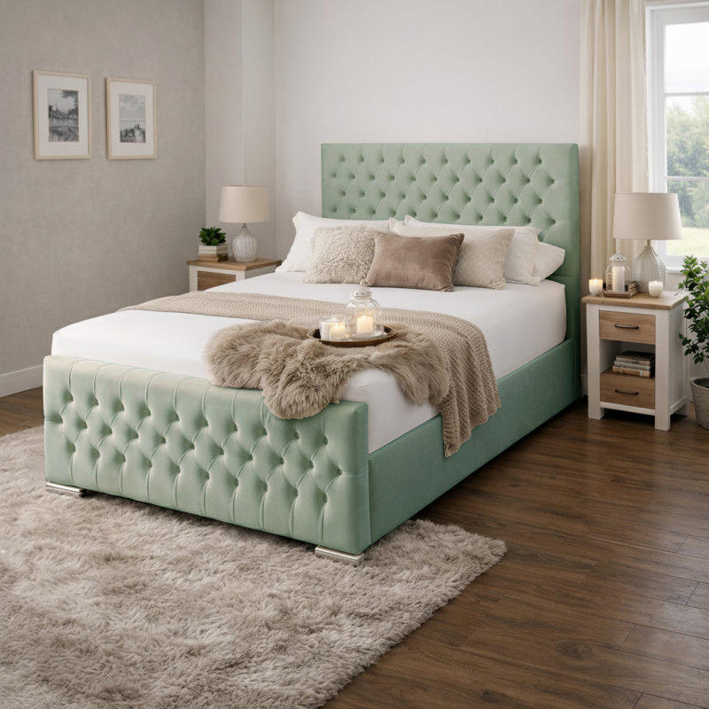 Kensington Upholstered Bed Frame, Duck Egg, Super King (6')