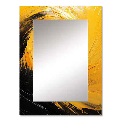 Yellow Whirling Winds II - Storms Unique Wall Mirror, Traditional Mirror, Printed Metal Art
