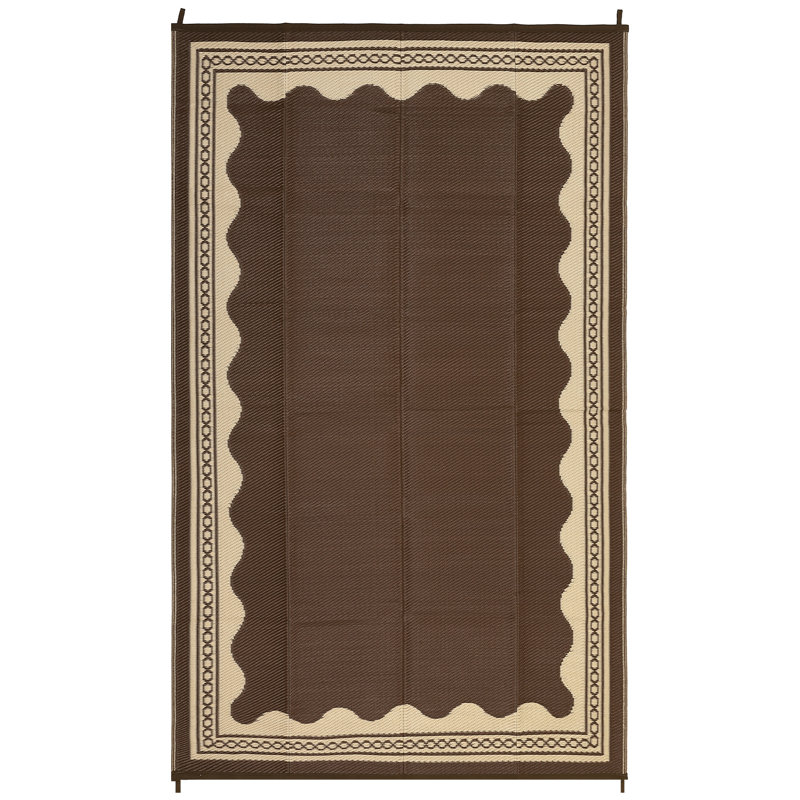 Bordered Reversible, Easy to Clean, Waterproof, UV Resistant Outdoor Rug Washable Lightweight Plastic Straw Mat for Patio Backyard Camping Beach