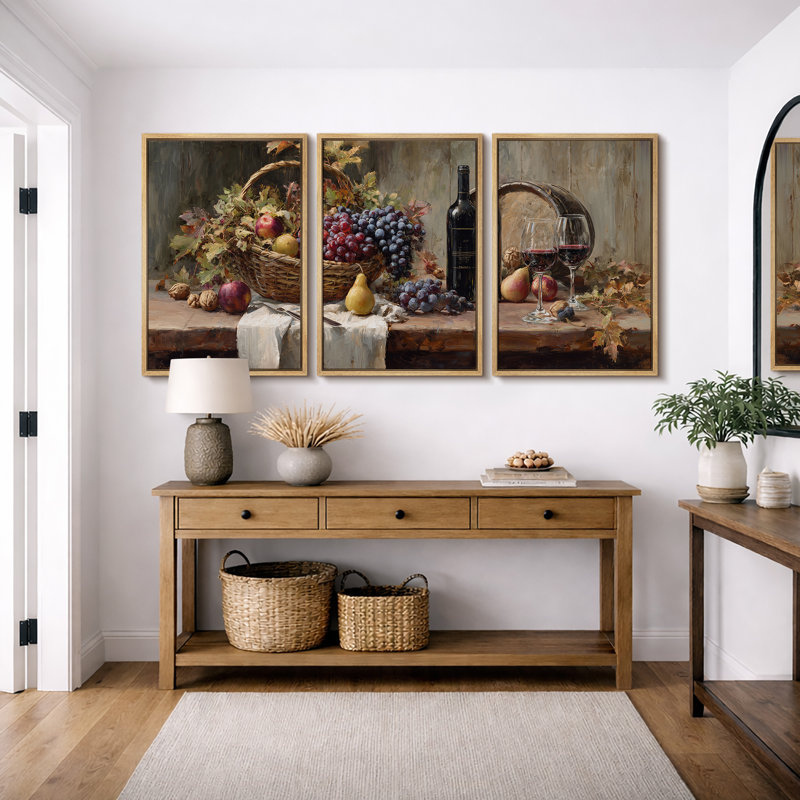 Rustic Vineyard Harvest Still Life, H 36 po x l 72 po, Cadre naturel