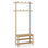 Portemanteaux en bambou avec rangement pour chaussures 2 tringles à suspendre 11 tablettes à crochets suspendus beige