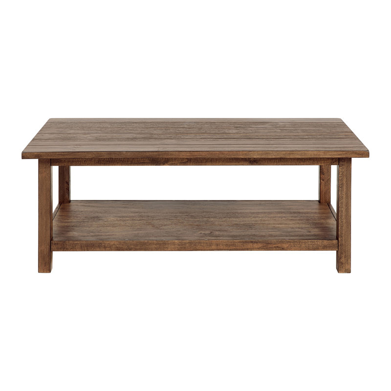 Table basse en bois avec tablette inférieure ouverte en brun vieilli, Brun