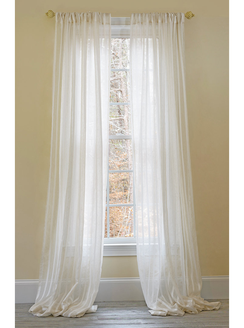 Sheba Striped Sheer Rod pocket Single Curtain Panel Charlton Home® Size per 