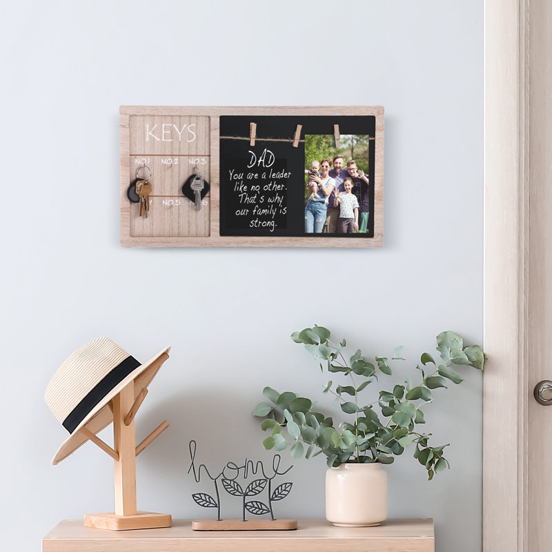 Photo Frame Keys Holder,Wall Mount Key Hooks Organizer Photo Board with Key Hanger Interior Decor
