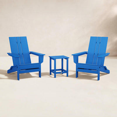 POLYWOOD® x 2-Person Folding Adirondack Outdoor Seating Group with Side Table