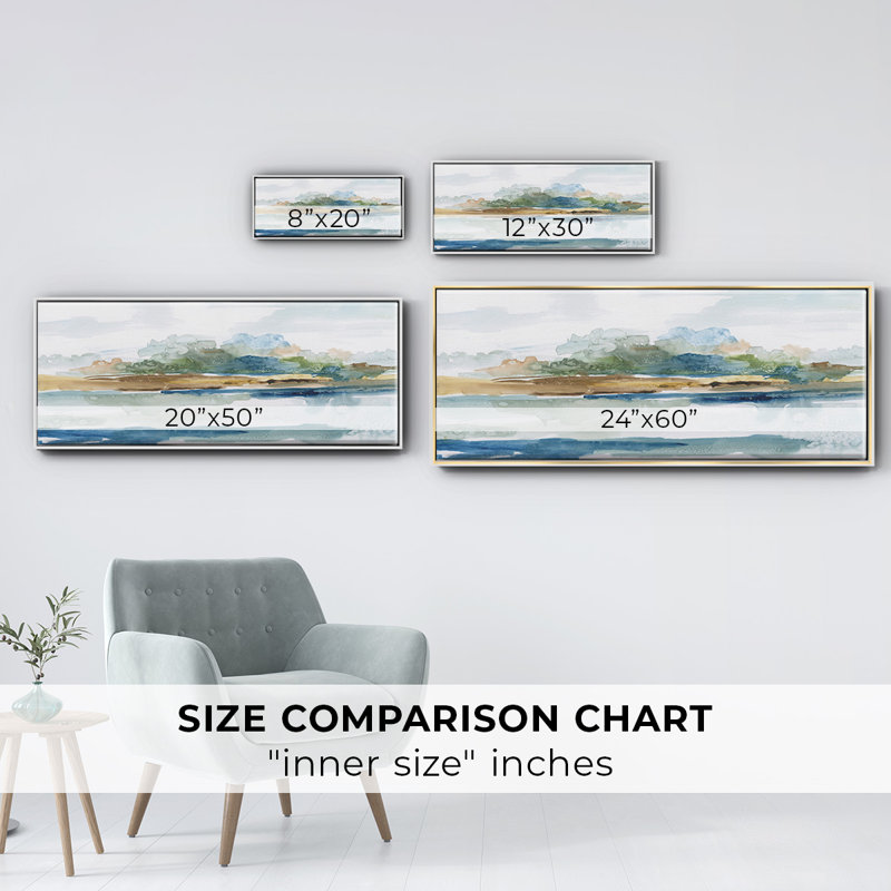 Blue Solace- Framed Canvas, 20" H x 50" W