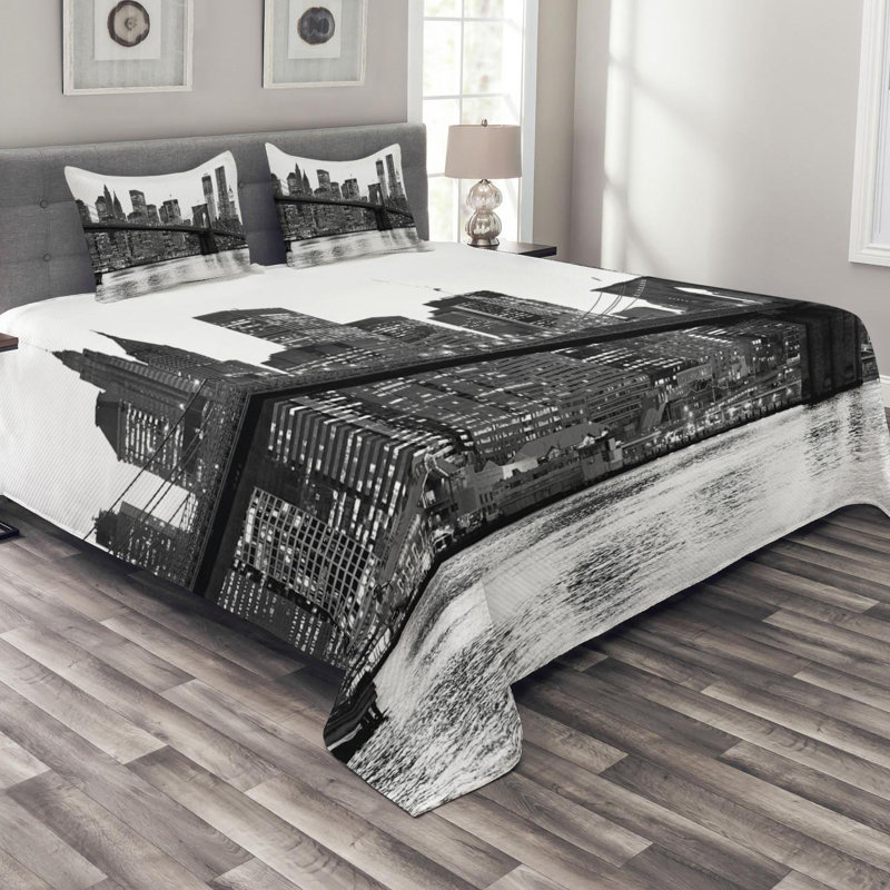Modern & Contemporary Polyester Coverlet, King Coverlet + 2 Shams