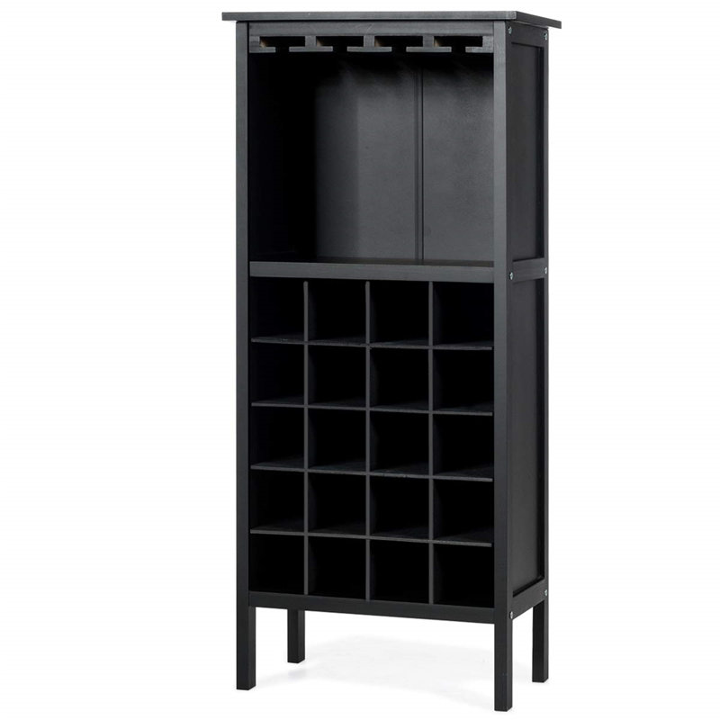 Agurne 20 Bottle Wine Bottle & Glass Rack, Black