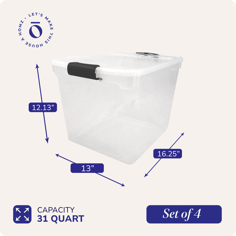 Homz Plastic Storage Tub & Tote, Gray