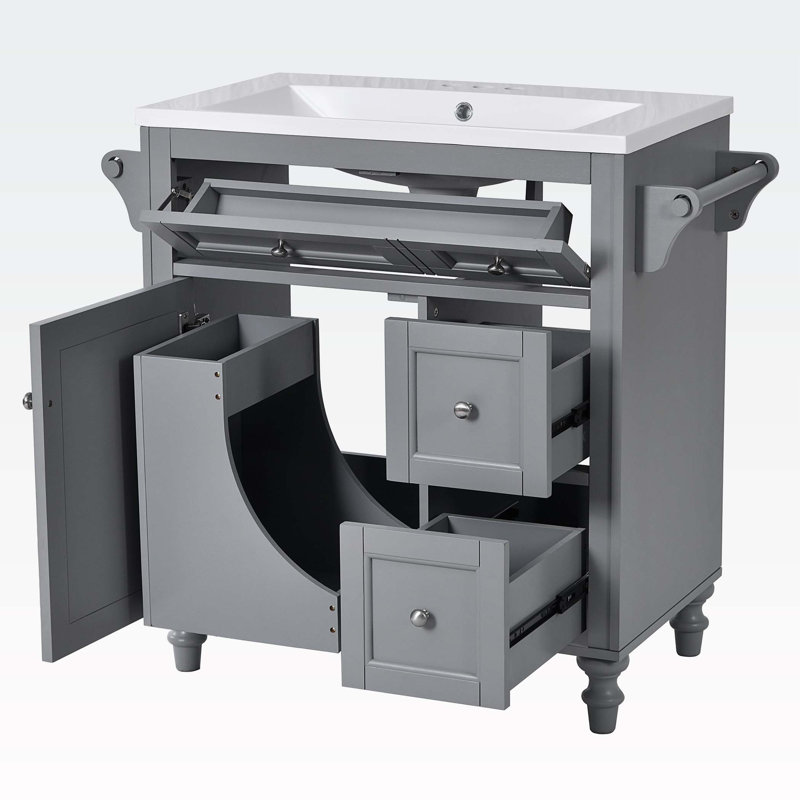 Meuble-lavabo de 30 po avec lavabo supérieur, Gris