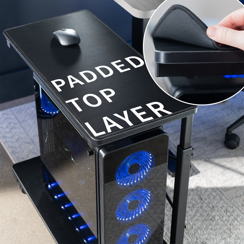 VIVO Black Mobile PC Cart with Storage, Premium Computer Tower Holder