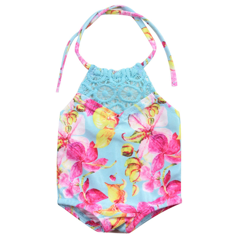 Doll Floral Print Lace Trim Bathing Suit and Popsicle Pool Float