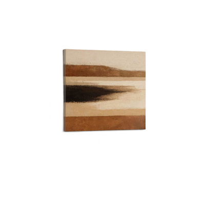 Brown Earth Tone Horizon Abstract Warm Minimal Landscape Canvas Print Wall Art for Living Room, Bedroom, Office 24"x24"