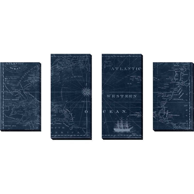 Carte de voile - ensemble de 4 impressions sur toile tendue, H 30 po x l 56 po x P 1 po