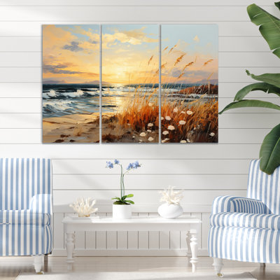 " Beach Breeze Pointillism II " 3 - Pieces