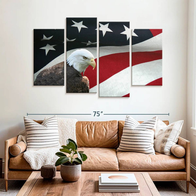 Brampt US Flag And The Bald Eagle, 42" H x 68" W