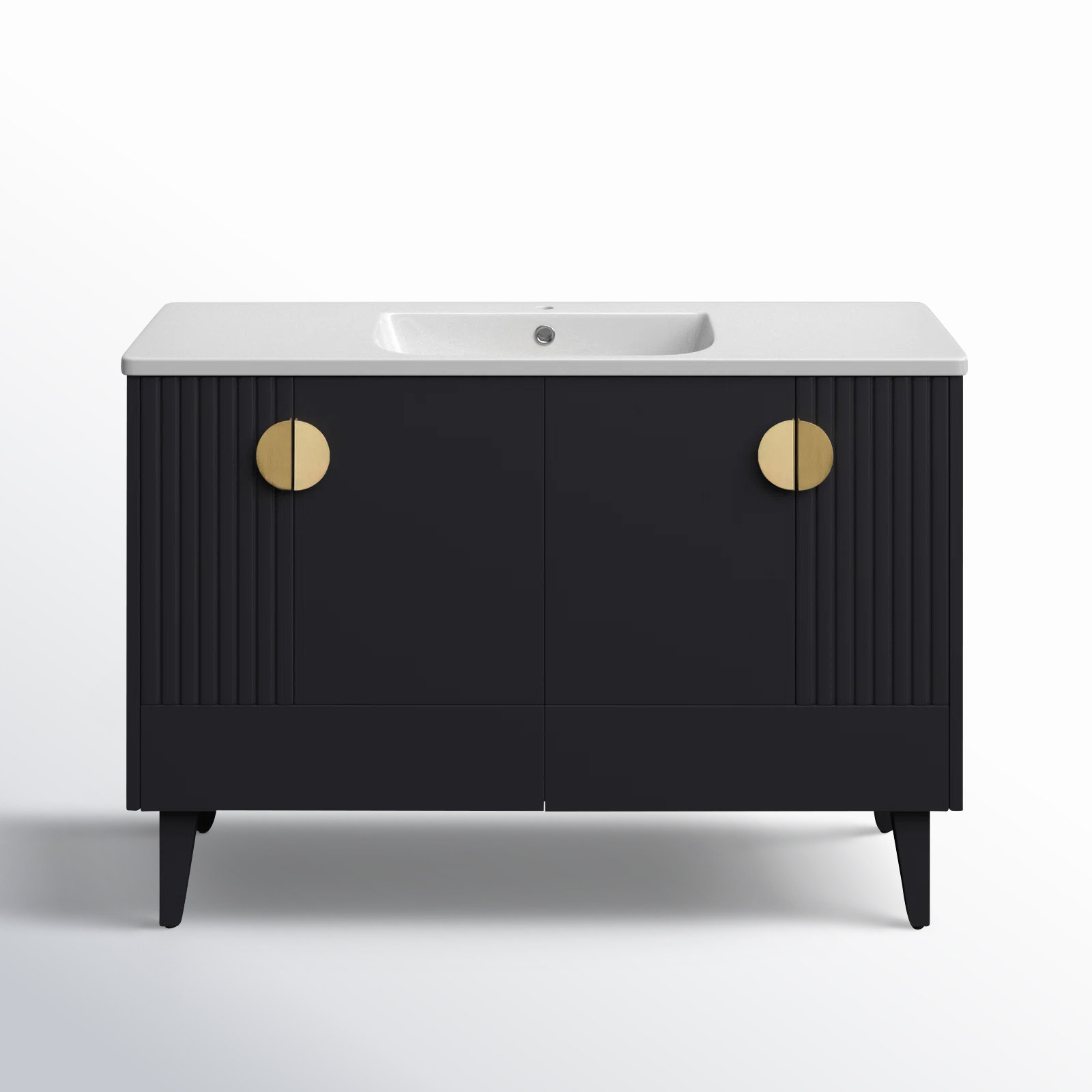 Saimah 48'' Single Bathroom Vanity, Satin Brass, Black