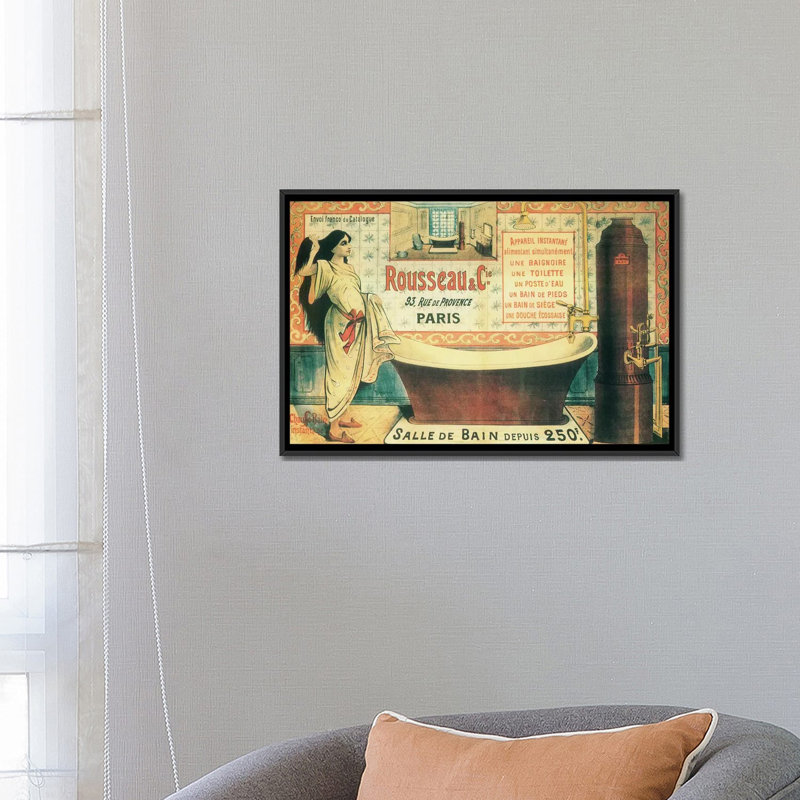 « salle de bain », impression sur toile, H 18 po x l 26 po x P 1,5 po, Toile avec cadre noir, Pas de tapis