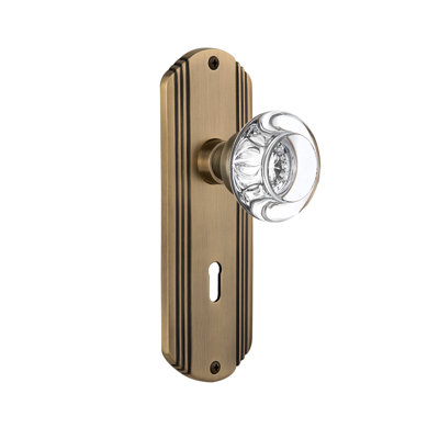 Poignée de porte intérieure ronde en cristal avec plaque décorative longue