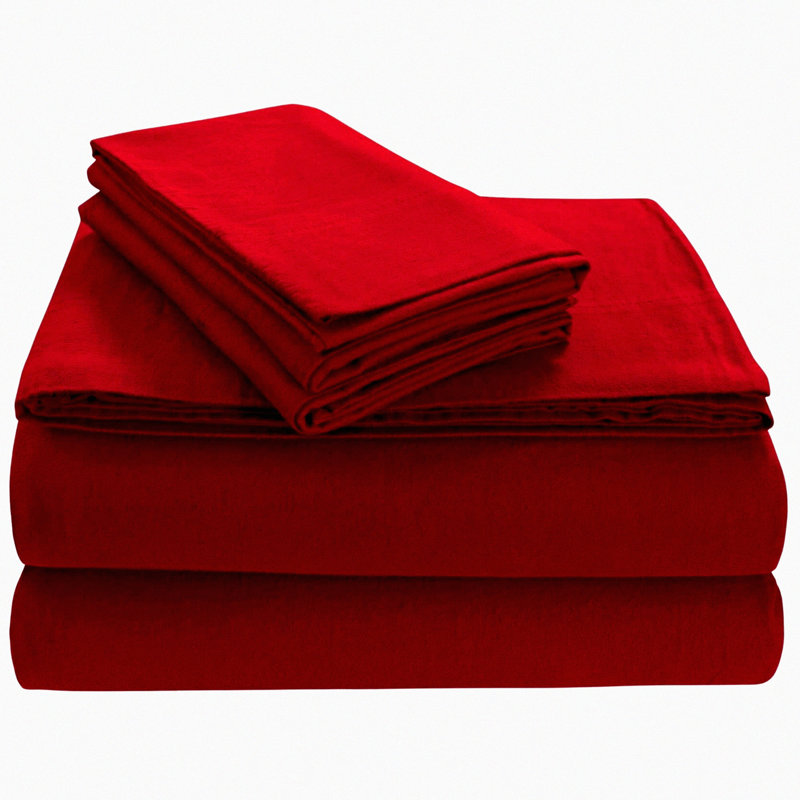 Comfort Deep Pocket Flannel Sheet Set - Luxurious Bedding - Soft and Cozy - Premium Quality - Extra Deep Pockets, Red