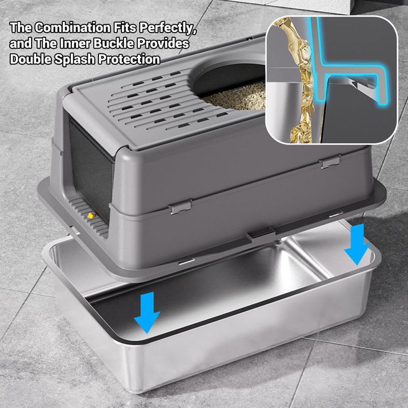 Stainless Steel Litter Box, Black