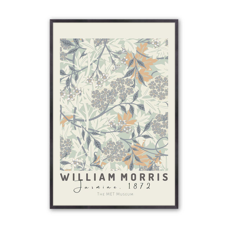 «Beige Jasmine» par William Morris, reproduction, H 15,25 po x l 12,25 po, Cadre photo simple en zinc patiné