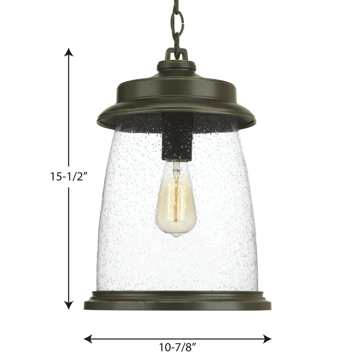 Seeded Outdoor Hanging Lantern, Antique Bronze