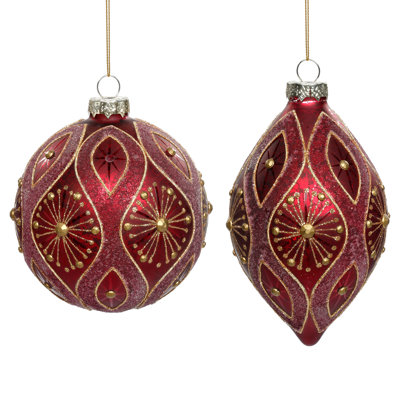 Ensemble de 6 décorations à paillettes rétro - 4 pouces