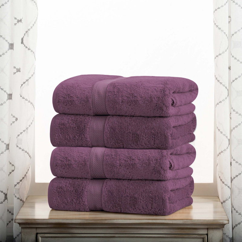 Donlad Certified Certified Egyptian Cotton 800 GSM Heavyweight Plush Solid Luxury Bath Towel, Plum