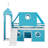 Loft Bed with Slide Blue Tent and Tower