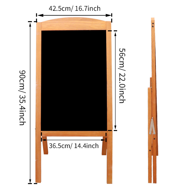 Tableau noir magnétique en bois 35,4 po x 16,7 po, Brun pâle