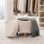 Pouf de rangement rond de 42 cm de haut avec couvercle amovible et pieds en bois massif