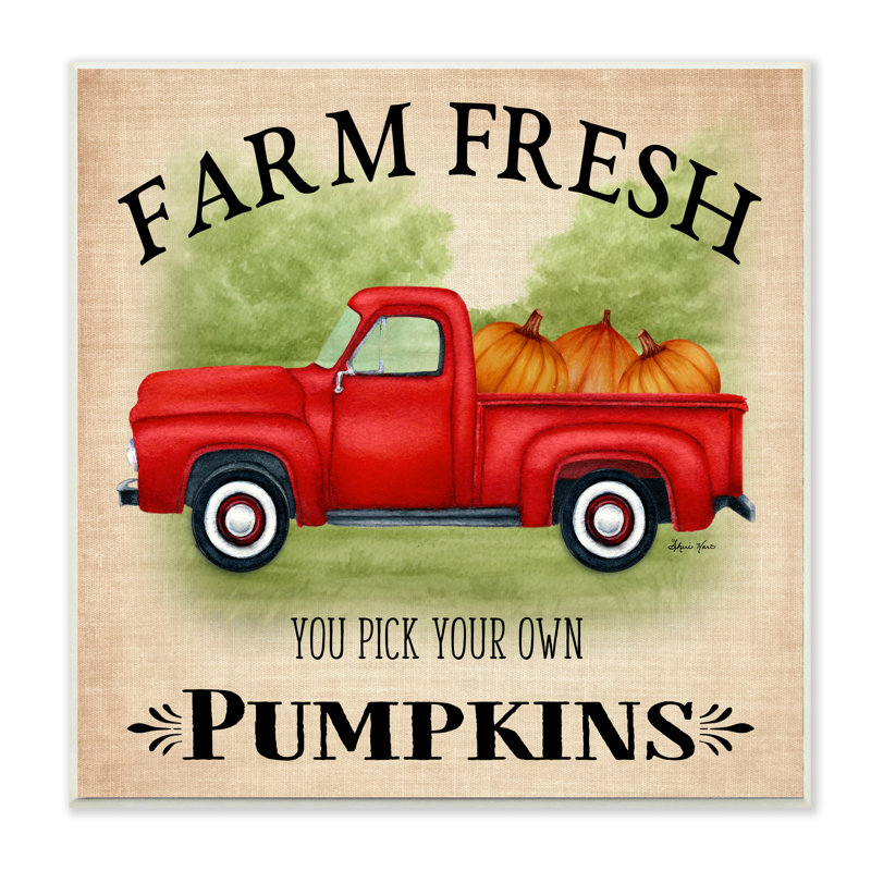 « Farm Fresh », illustration de camion de ferme rouge de Sheri Hart-impression d’art graphique, H 12 po x l 12 po x P 0,5 po