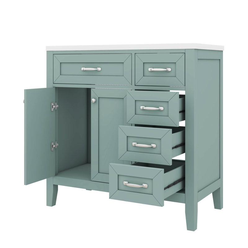 Armoire de salle de bain 36 po avec lavabo et tiroir 36 po, Vert